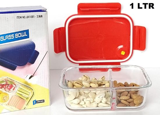 Picture of CK - Glass 1000 Ml 3 Partition Lunch Box Col Box -CK7